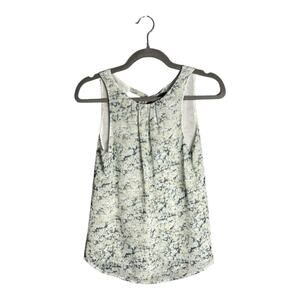 H&M Green Printed Sleeveless Blouse With Back Cutout & Tie Size 2